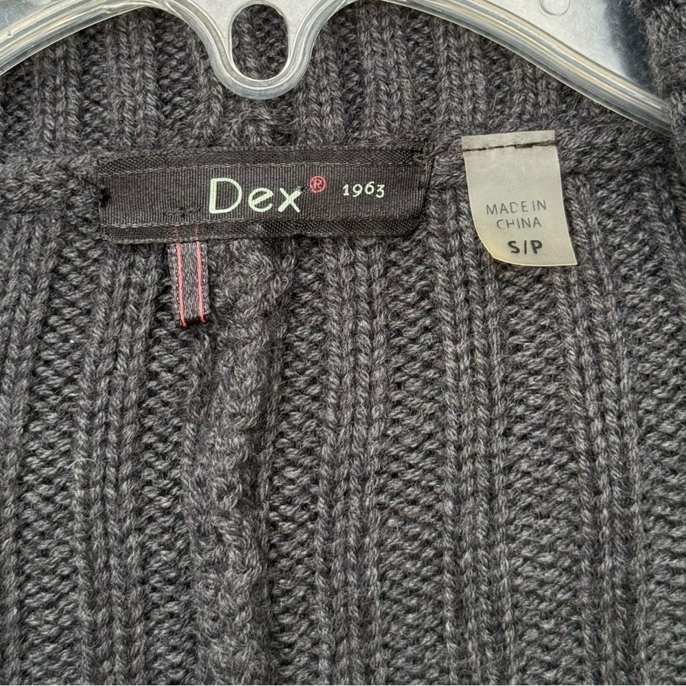 Dex Shawl Collar Fringe Sweater Vest Size Small Grey Wool Angora - Picture 7 of 10